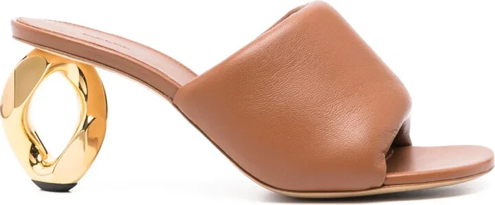80mm Chain-heel leather sandals