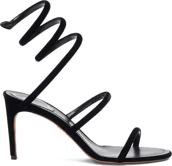 80mm Cleo spiral-ankle-strap sandals