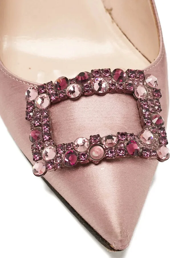 80mm Crystal-Buckle Satin Pumps - Image 4