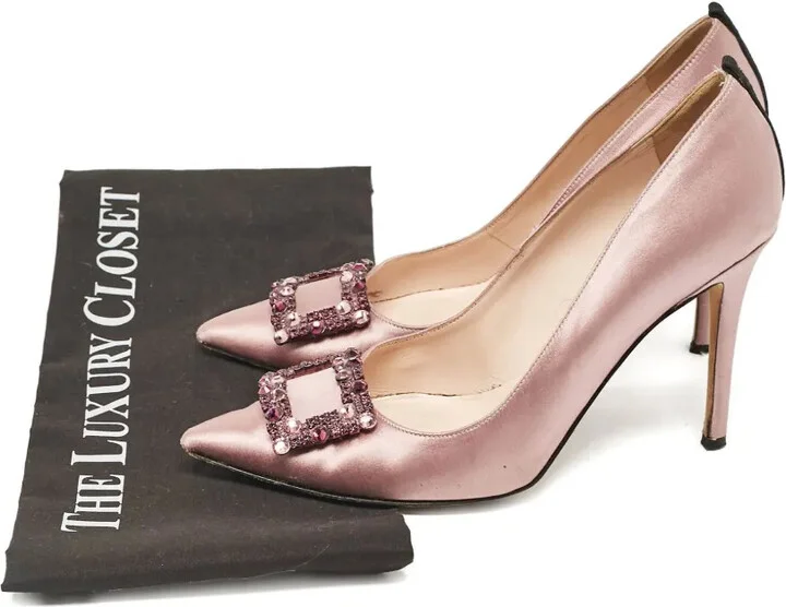 80mm Crystal-Buckle Satin Pumps - Image 5