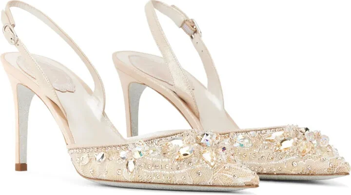 80mm Crystal-Embellished Lace Pumps - Image 2