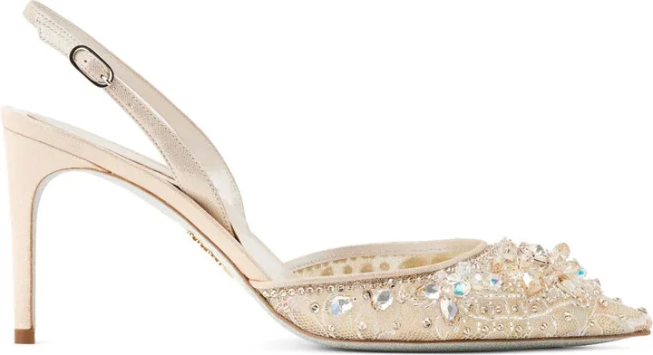 80mm Crystal-Embellished Lace Pumps
