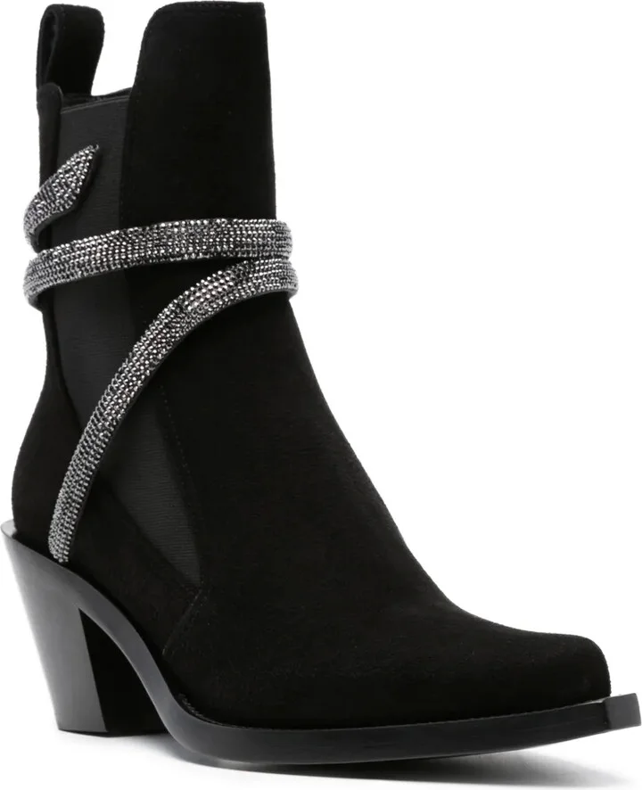 80mm Crystal-Embellished Suede Ankle Boots - Image 2