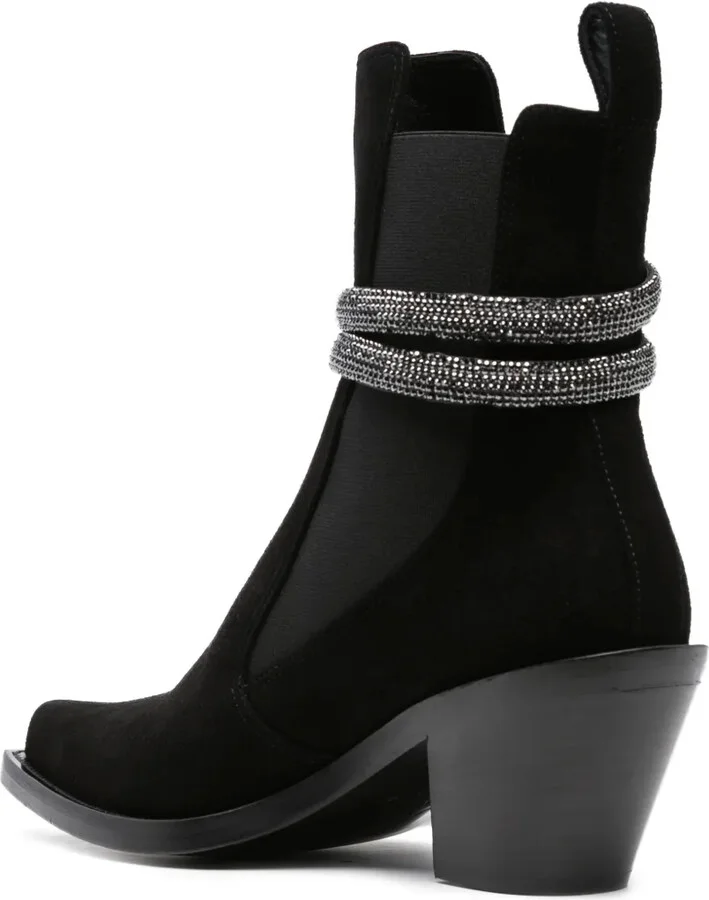 80mm Crystal-Embellished Suede Ankle Boots - Image 3