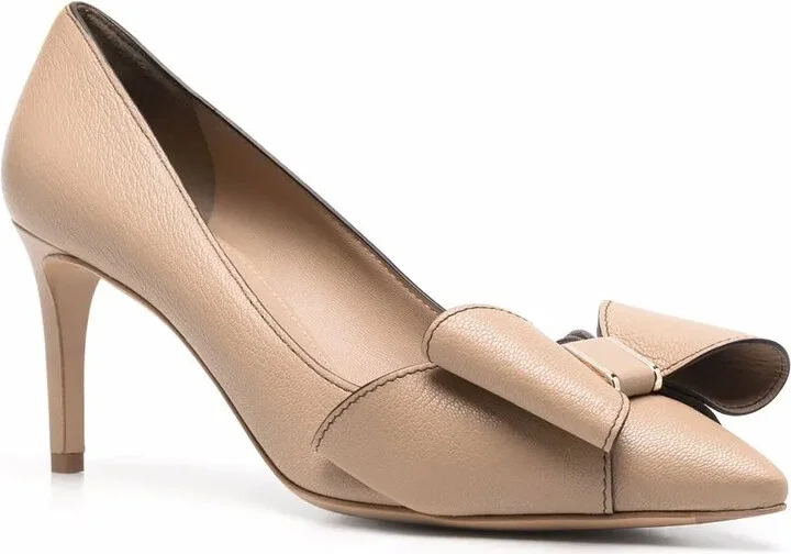 80mm Double Bow leather pumps - Image 2
