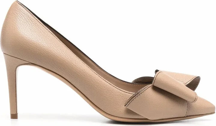 80mm Double Bow leather pumps