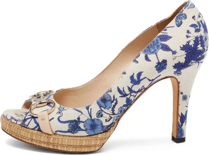 80mm Floral-Print Platform Pumps