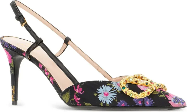 80mm floral-print VLogo pumps - Image 2