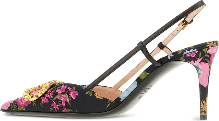 80mm floral-print VLogo pumps - Image 3