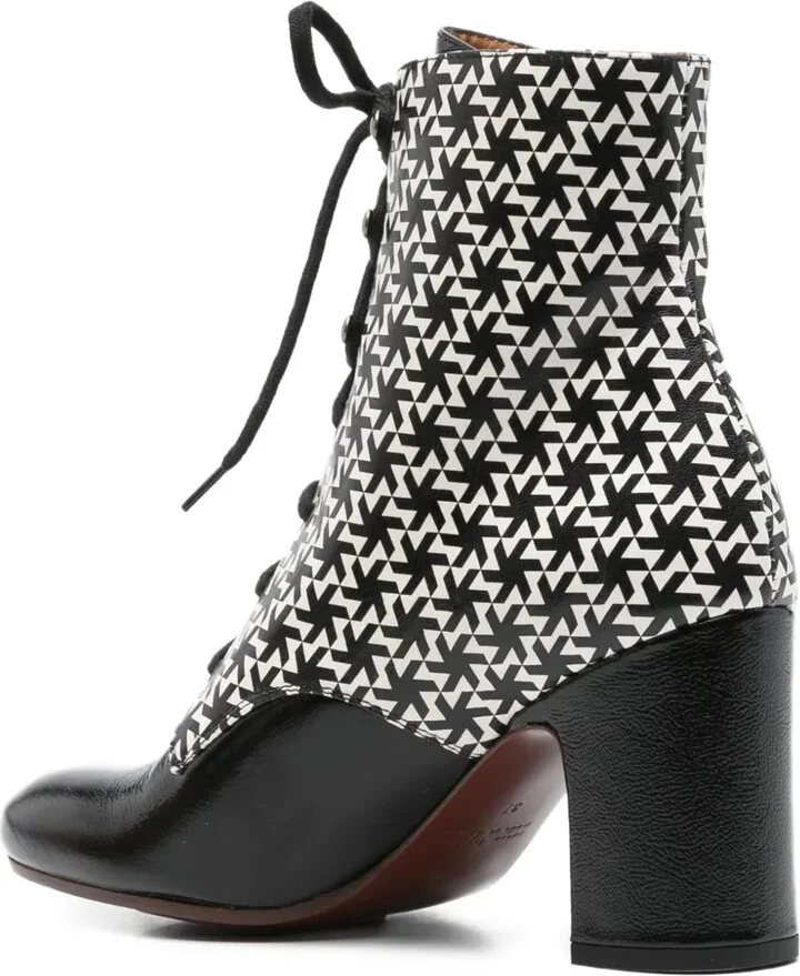80mm Geometric-Pattern Lace-Up Boots - Image 3