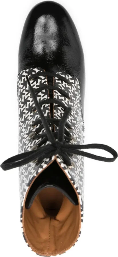 80mm Geometric-Pattern Lace-Up Boots - Image 4