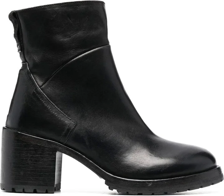 80mm Heeled Leather Ankle Boots