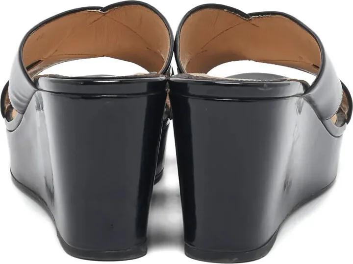 80mm Leather Cross-Strap Wedge Sandals - Image 4