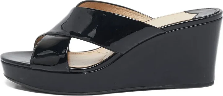 80mm Leather Cross-Strap Wedge Sandals
