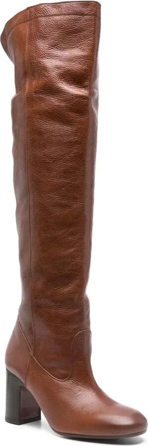 80mm Leather Knee-High Boots - Image 2