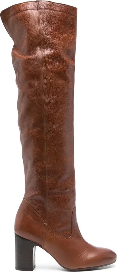 80mm Leather Knee-High Boots