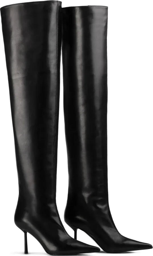 80MM leather pointed-toe knee-high boots - Image 2