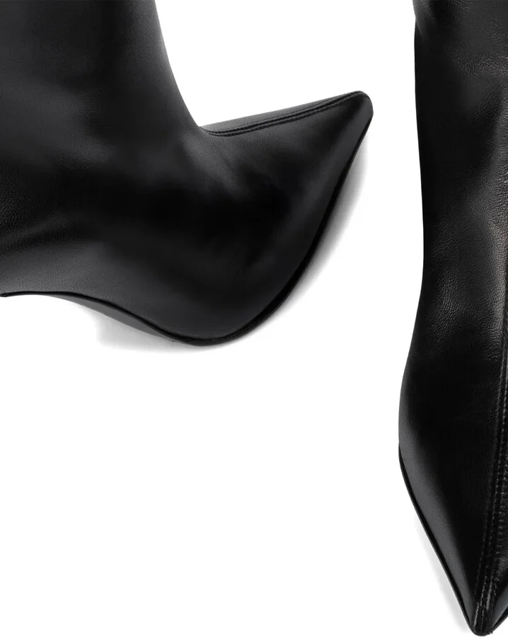 80MM leather pointed-toe knee-high boots - Image 3