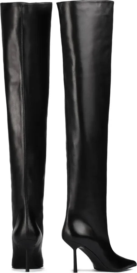 80MM leather pointed-toe knee-high boots - Image 4