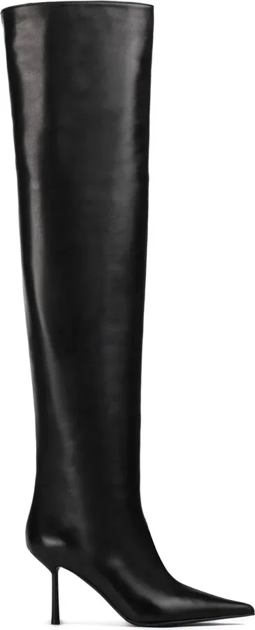 80MM leather pointed-toe knee-high boots