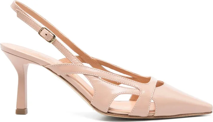 80mm Leather Slingback Pumps