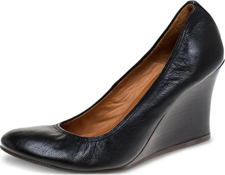 80mm Leather Wedge Pumps - Image 2