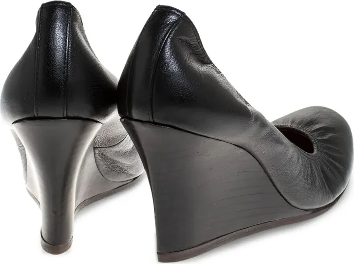 80mm Leather Wedge Pumps - Image 3