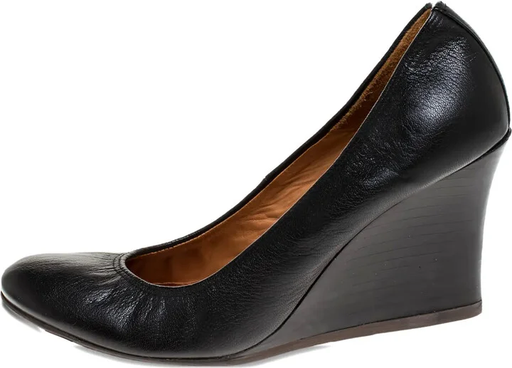 80mm Leather Wedge Pumps