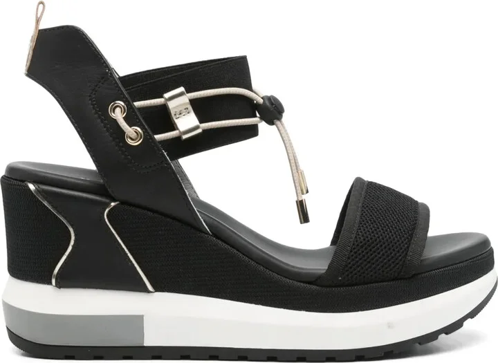 80mm Leather Wedge Sandals