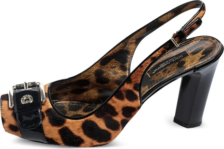 80mm Leopard-Print Slingback Pumps