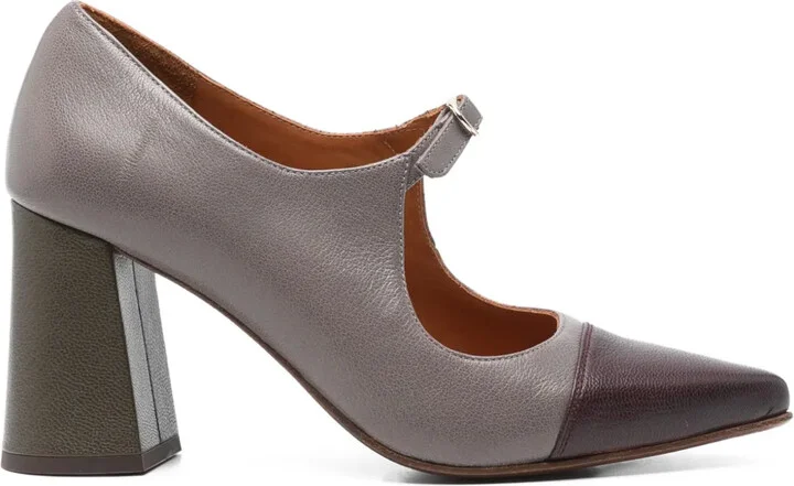80mm Lusitai block-heel cap-toe pumps