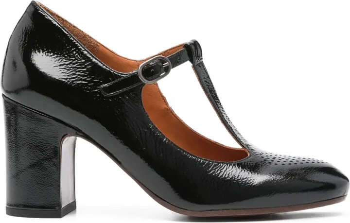 80mm Madam patent leather T-bar pumps
