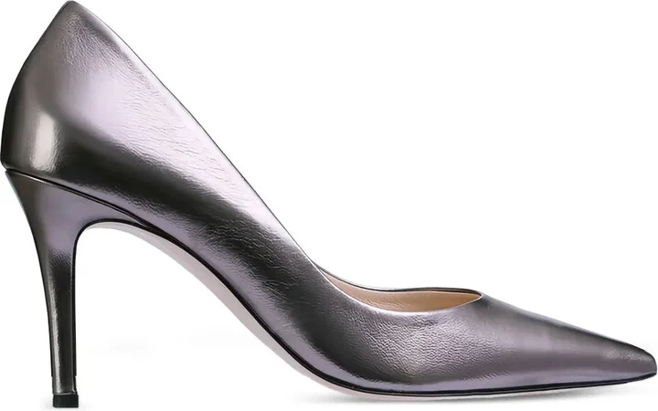 80mm Metallic Leather Pointed-Toe Pumps