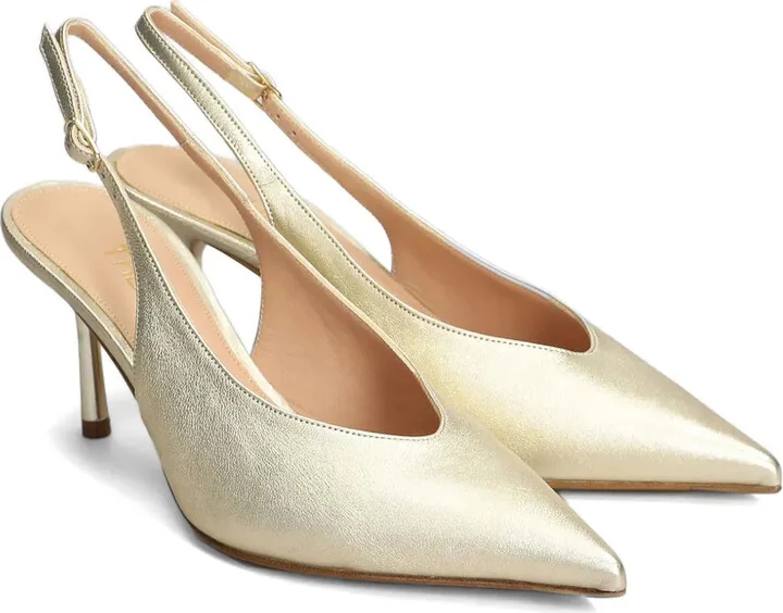 80mm Metallic Slingback Pumps - Image 2
