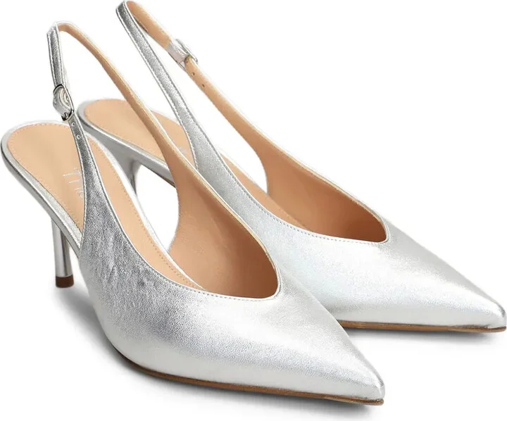 80mm Metallic Slingback Pumps - Image 2