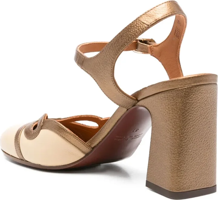 80mm Mishin block-heel cut-out heeled pumps - Image 3