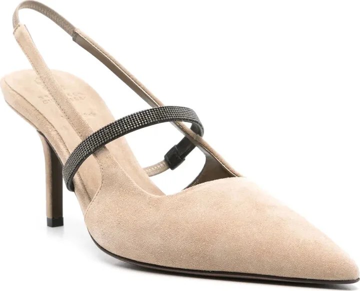 80mm Monili-chain suede pumps - Image 2