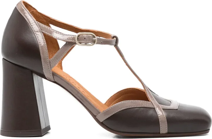 80mm Odessy T-strap block-heel pumps