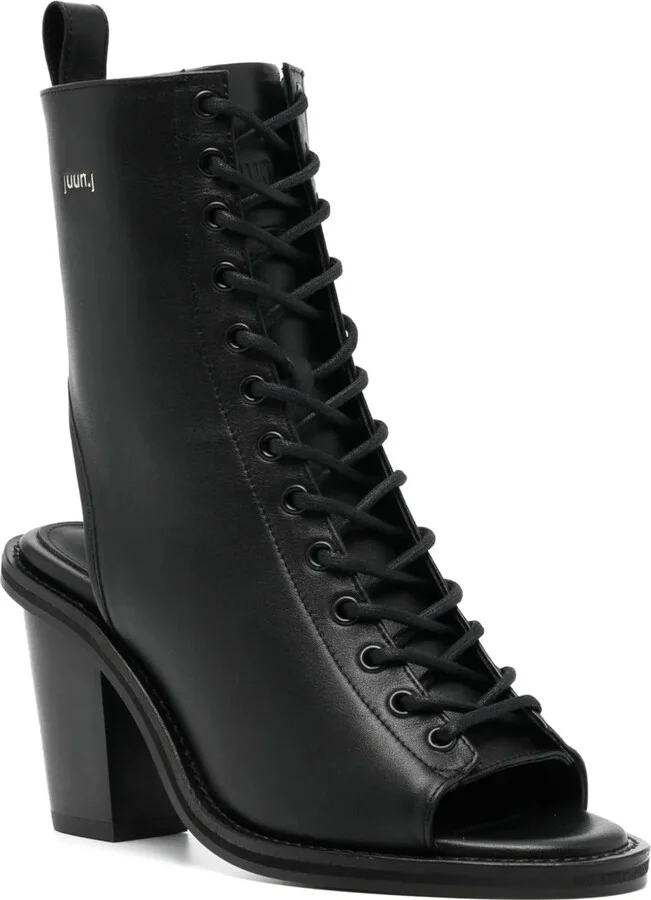 80mm Open-Toe Leather Boots - Image 2
