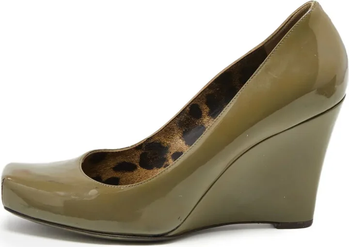 80mm Patent Leather Wedge Pumps