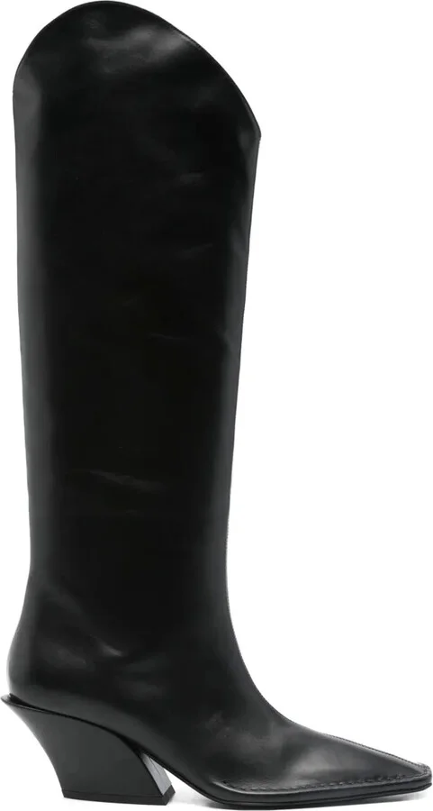80mm Pointed-Toe Calf Leather Boots