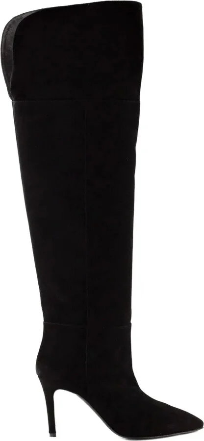 80mm Pointed-Toe Knee-High Suede Boots