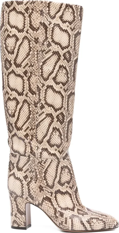 80MM python print calf leather boots
