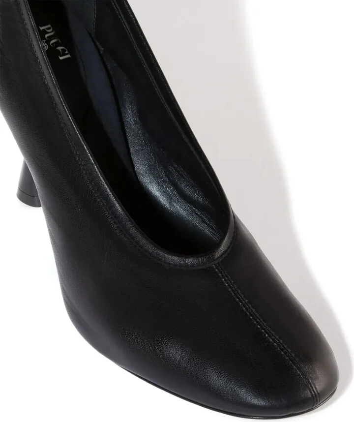 80mm Round Toe Leather Pumps - Image 2