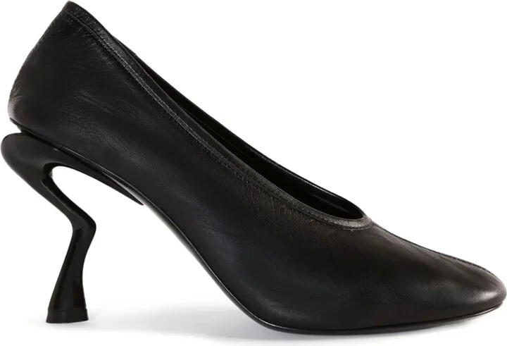 80mm Round Toe Leather Pumps