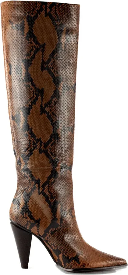 80mm Snake-Print Pointed Boots