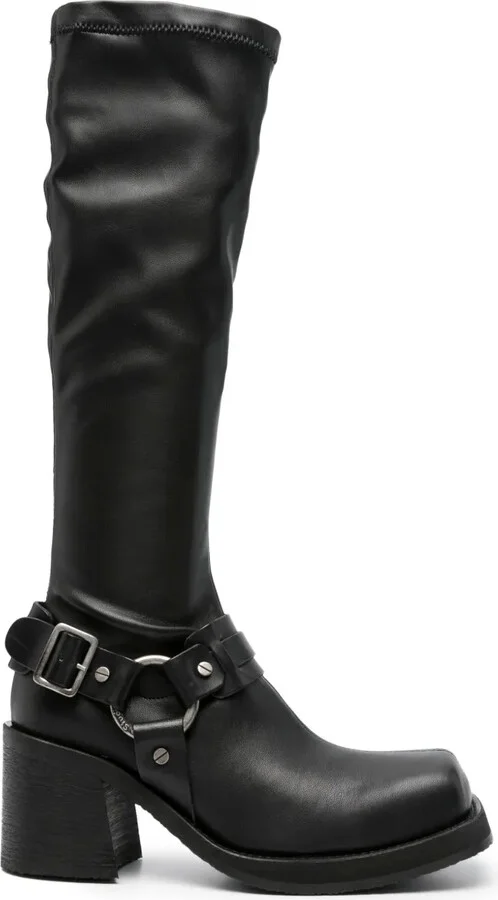 80mm Square-Toe Leather Boots