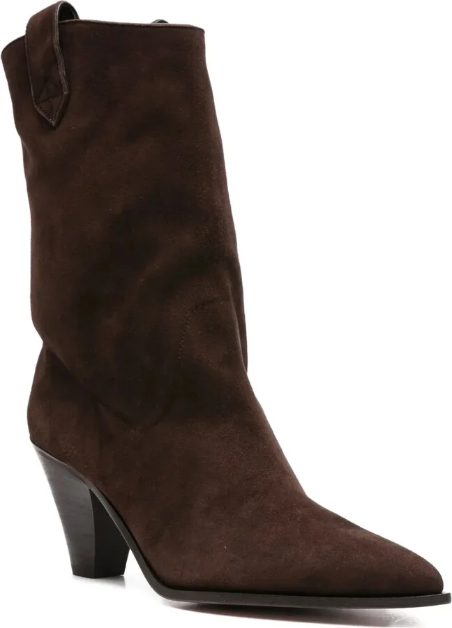 80mm Suede Leather Cowboy Boots - Image 2