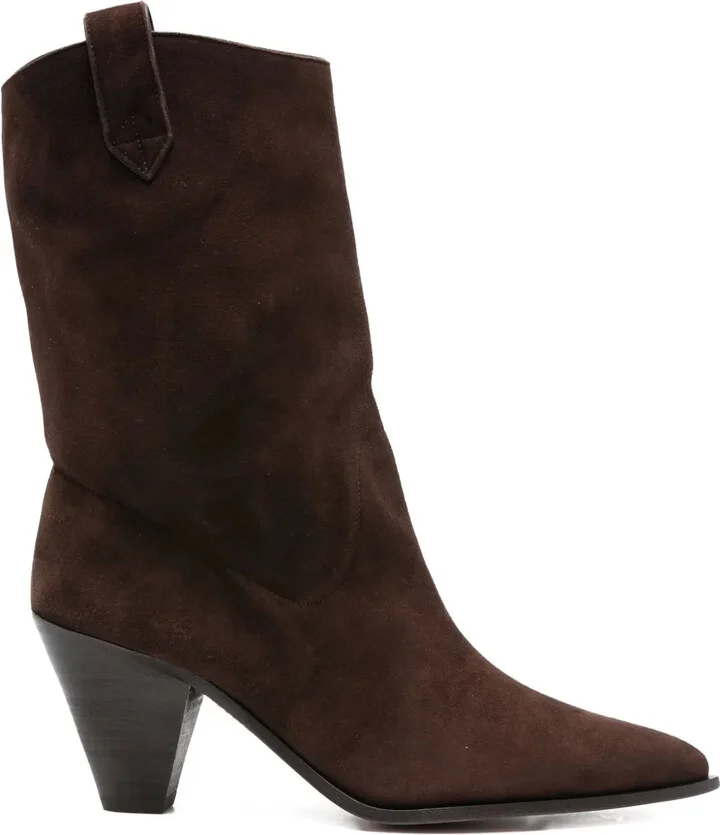 80mm Suede Leather Cowboy Boots