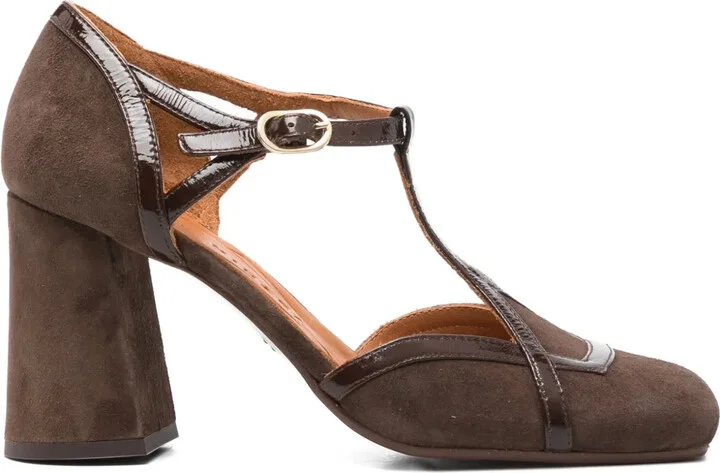 80mm T-bar block-heel pumps